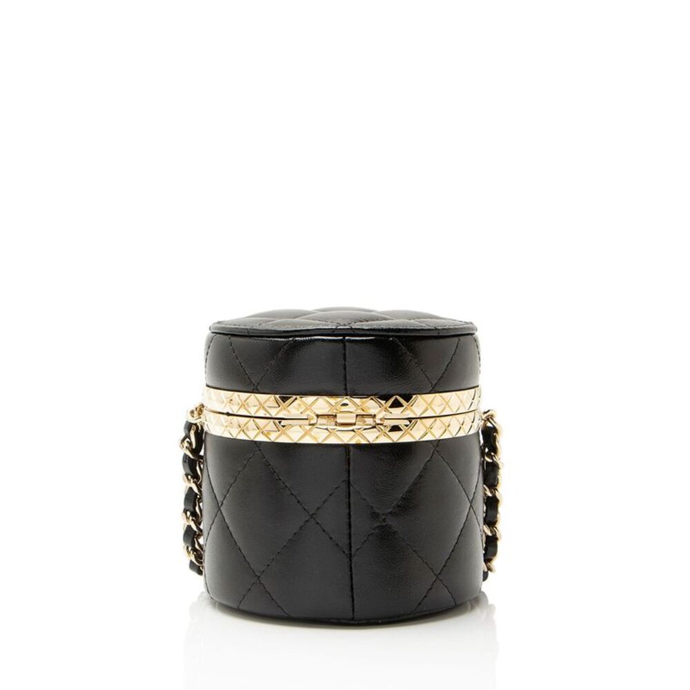 Chanel Lambskin Lock Frame Round Mini Vanity Case with Chain - Picture 3 of 10